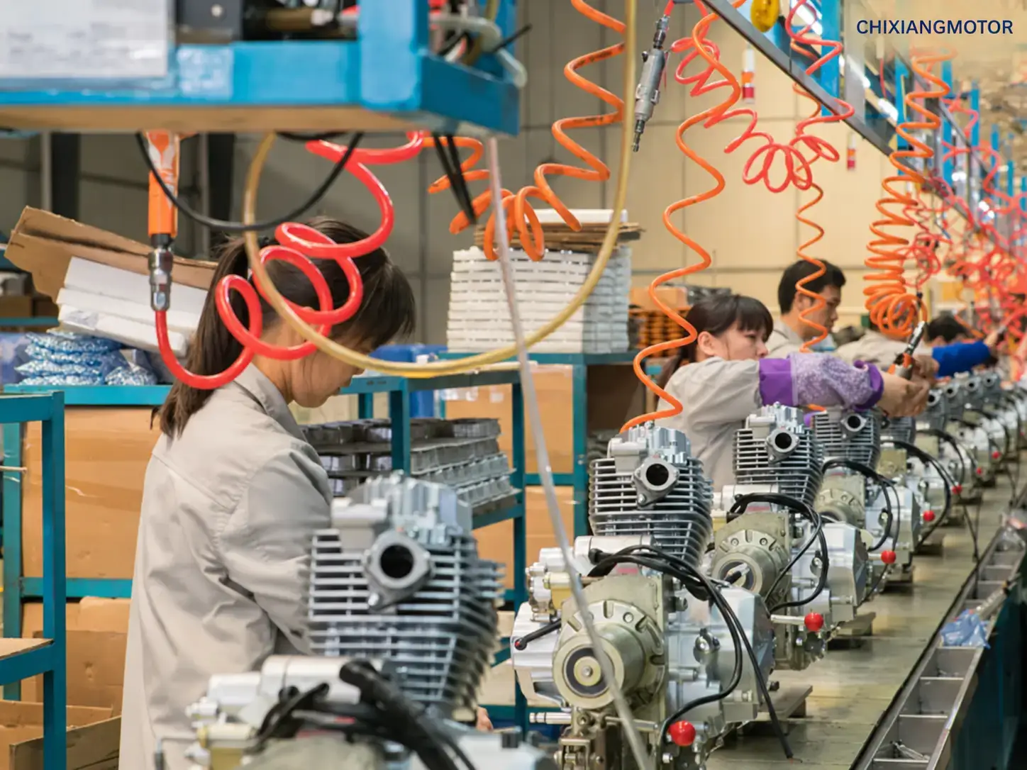 Motorcycle engine production equipment inside Chixiang factory