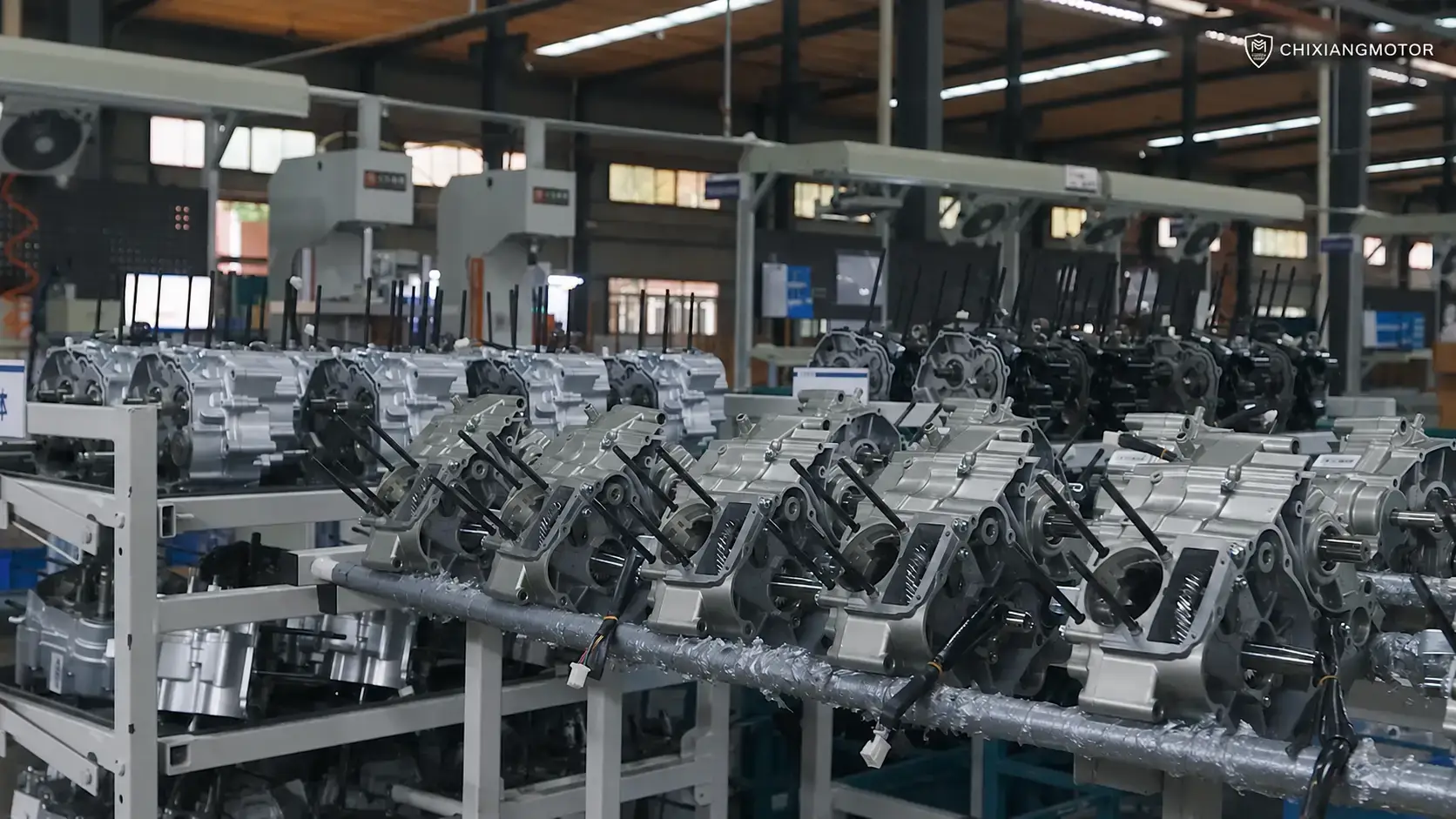 Motorcycle engine testing and factory operation area
